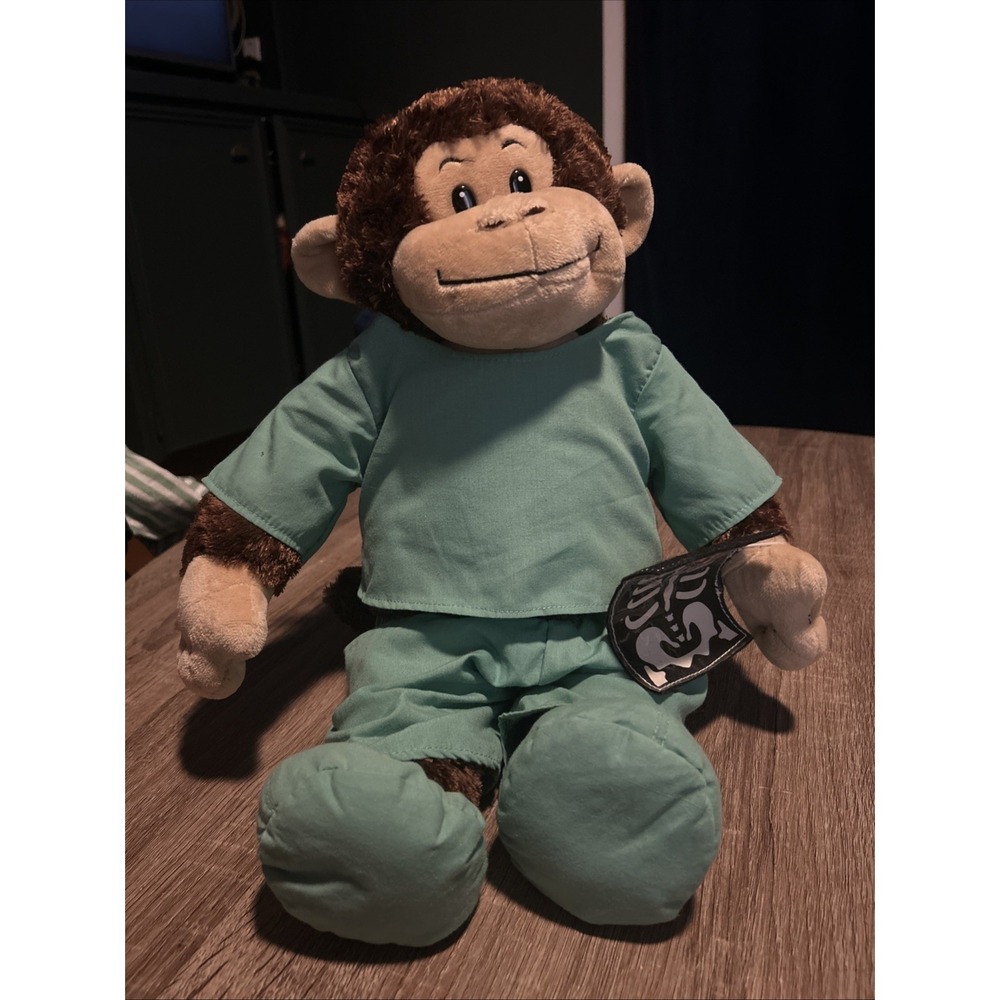 Build A Bear Chimp Monkey Doctor Nurse Scrubs‎ 18" Soft Plush Doll X-Ray Chart